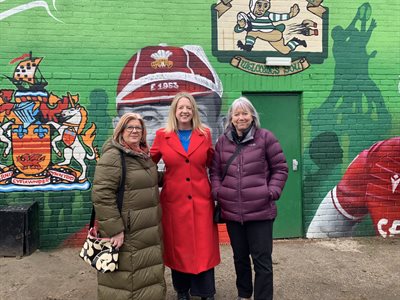 Cllrs Lis Burnett and Bronwen Brooks with Abi Tierney